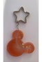 Orange Colored Silver Glitter Mickey Mouse Keychain Handmade Epoxy Gift