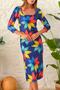 digital printed pearl velvet long slit pencil dress