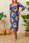 digital printed pearl velvet long slit pencil dress - 3