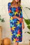 digital printed pearl velvet long slit pencil dress - 6