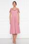 Dried Rose Hanging Neck Ruffle Detail Off-Shoulder Draped Fabric Midi Length Graduation and Evening Dress - 2