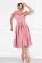 Dried Rose Hanging Neck Ruffle Detail Off-Shoulder Draped Fabric Midi Length Graduation and Evening Dress - 5