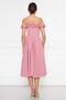 Dried Rose Hanging Neck Ruffle Detail Off-Shoulder Draped Fabric Midi Length Graduation and Evening Dress - 7