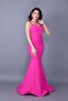 Fuchsia Strappy Back Rope Tied Woven Draped Fabric Fish Collar Evening Dress - 4
