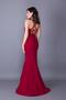Burgundy Strap Back Rope Tied Woven Draped Fabric Fish Collar Evening Dress - 7