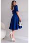 Women's Crepe Fabric Short Sleeve Midi Length Square Neck Evening Dress Homecoming Dress 080 - 2