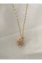 Steel Zircon Stone Rotating Snowflake Necklace