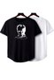 Ataürk Printed Original Unisex Summer 2-piece Black and White T-shirt