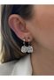 Pair of Mini Size Steel Tarnish Resistant Earrings with Baguette Zircon Stones - 3