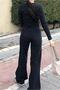 Morgana Black Lycra Super High Waist Loose Jeans Palazzo Trousers - 3