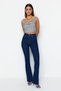 Vanessa High Waist Lycra Dark Blue Spanish Flare Jeans Trousers - 2