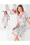 Women's Short Sleeve Floral Patterned Viscose Nightgown - 3