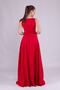 Red Square Collar Sleeveless Wide Strap Woven Draped Fabric Maxi Length Flared Evening Dress - 6