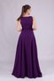 Plum Square Collar Sleeveless Wide Strap Woven Draped Fabric Maxi Length Flared Evening Dress - 7