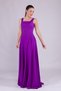 Purple Square Collar Sleeveless Wide Strap Woven Draped Fabric Maxi Length Flared Evening Dress - 6