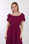 Women's Plum Madonna Collar Belted Chiffon Dress - 3