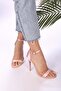 Women's Slyva Powder Pink Satin Single Strap Heeled Shoes - 5