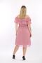 Women's Collar Belted Plus Size Rose Chiffon Dress - 8
