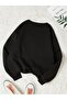 heart printed black crew neck sweatshirt - 2