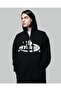 4 Tune Printed Oversize Zippered Black Unisex Hooded Cardigan - 2