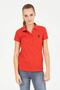 Women's Red Basic Polo Neck T-Shirt - 3