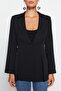 Black Fitted Lined Woven Blazer Jacket TWOAW24BC00047 - 4