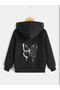Children's Floral Butterfly Printed Black Zipper Cardigan