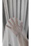 Sequined Natural Linen Slub Vertical Striped 1/3 Close Pleat Ecru Tulle Curtain Wrinkle-Free Does Not Require Ironing