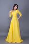 Yellow V-Neck 3/4 Sleeve Woven Draped Fabric Maxi Length Flared Evening Dress - 6