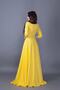 Yellow V-Neck 3/4 Sleeve Woven Draped Fabric Maxi Length Flared Evening Dress - 8
