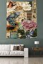 Vintage Journal Themed Butterfly Carnation Patterned Stain Resistant Fabric Wall Cover Wall Carpet Tapestry