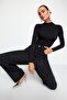 Black Body Fitted Collar Detailed Bodysuit Tpraw24Bd00008 - 4