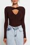 Kahverengi Cut Out/Pencere Detaylı Örme Body TPRAW24BD00001 - 4