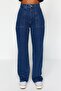 Lacivert Cep Detaylı Yüksek Bel Wide Leg Jeans TWOAW22JE0595 - 5