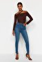 Blue High Waist Stretchy Skinny Jeans Twoaw21Je0517