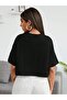 Women's Black Oversize Cut Short Sleeve Off Shoulder Crop Top - 2