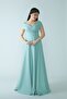 Boat Neck Double-Breasted Low Shoulder Woven Drapey Fabric Maxi-Length Special Occasion & Graduation & Evening Dress - 2