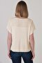 Women's Ecru Chest Openwork Summer Fine Knitwear Blouse - 3