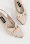 WOMEN'S BEIGE GENUINE LEATHER NUMBER 35-41-42 CHAINED PADDED HEEL SHOES - 2