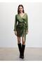 Tie Collar Satin Dress - 2