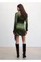 Tie Collar Satin Dress - 4