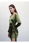Tie Collar Satin Dress - 7