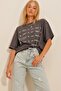 Women's Anthracite Crew Neck Front Back Printed Unisex T-Shirt ALC-X10731