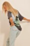 Women's Anthracite Crew Neck Front Back Printed Unisex T-Shirt ALC-X10731 - 3