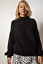 Woman's Black Stand Collar Basic Knit Sweater MX00127 - 4