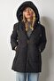 Woman's Black Hooded Oversize Inflatable Coat DD01245 - 2