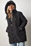 Woman's Black Hooded Oversize Inflatable Coat DD01245 - 5