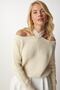 Women's Cream Off-the-Shoulder Knitwear Sweater MX00118 - 2