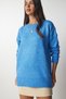 Women's Sky Blue Crew Neck Oversize Knitwear Sweater BV00085 - 2