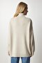 Women's Beige Turtleneck Oversize Knitwear Sweatshirt BV00084 - 7